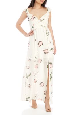 June & Hudson Sleeveless Ruffle Wrap Maxi Dress | belk