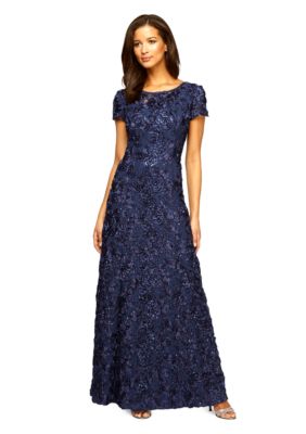 Alex Evenings Rosette Gown With Sequin