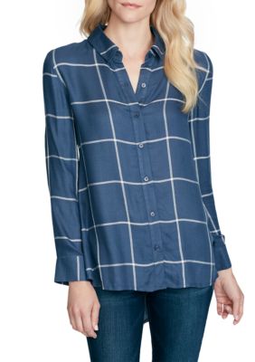 Jessica Simpson Windowpane Plaid Shirt | belk