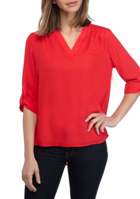 New Directions® Roll Tab Sleeve Popover Top | belk