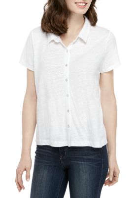 Eileen Fisher Short Sleeve Linen Jersey Top | belk
