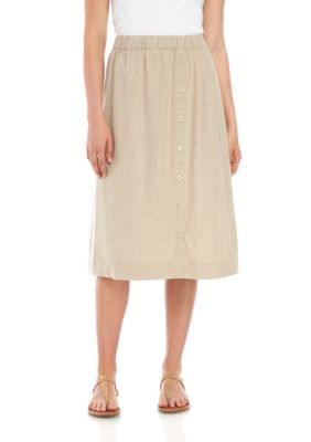 Kim Rogers® Petite Linen Button Front Midi Skirt | belk