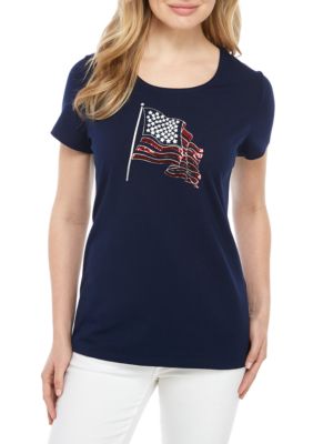 Kim Rogers® Short Sleeve American Flag Top | belk