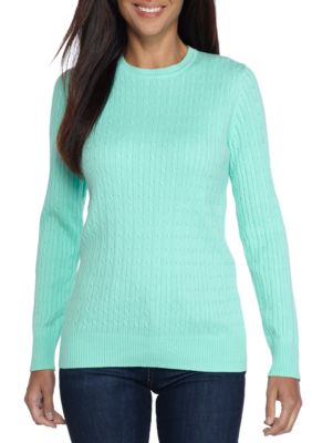 Kim Rogers® Cable Crew Neck Sweater | belk