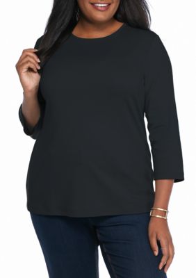 Kim Rogers® Plus Size Solid Bio Knit Top | Belk