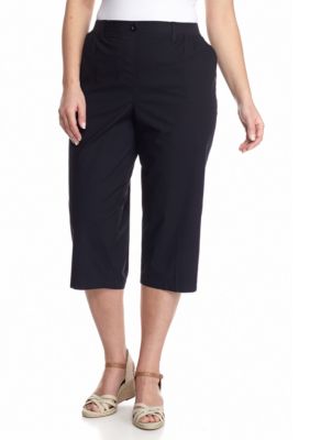 Kim Rogers® Plus Size Solid Knit Waist Capri Pants - Belk.co