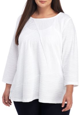 Kim Rogers® Plus Size 3/4 Sleeve Textured Top | belk