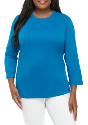 Kim Rogers® Plus Size 3/4 Sleeve Mega Solid Top | belk