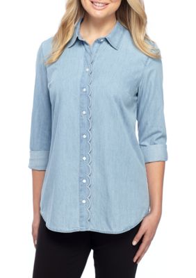 Kim Rogers® Scallop Placket Button Down Shirt | belk