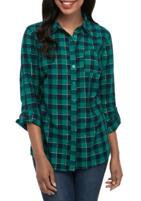 Kim Rogers® Women's Roll Tab Cambric Shirt | belk