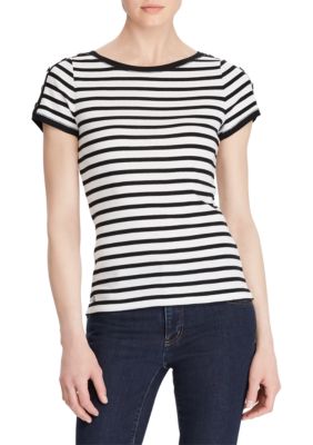 Lauren Ralph Lauren Button-Shoulder Striped Top | belk
