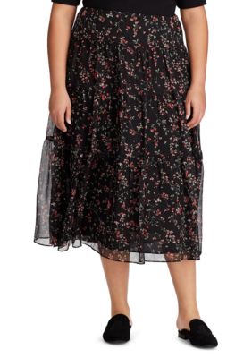 Lauren Ralph Lauren Plus Size Tiered Georgette Peasant Skirt | belk