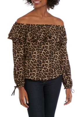 Joan Vass New York Leopard Sleeveless V Neck Blouse | belk