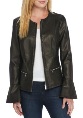 Calvin Klein Faux Leather Bell-Sleeve Jacket | belk