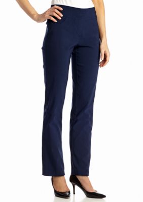 Ruby Rd Petite Mid-Rise Pull-On Straight Solar Millenium Tech Ankle Pants |  belk
