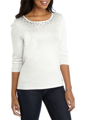 Ruby Rd Petite Pullover Embellished LUREX® Sweater | belk