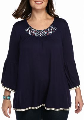 Kim Rogers Plus Size Embroidered Peasant | Belk
