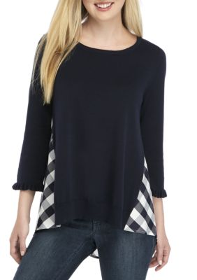 Crown & Ivy™ Plus Size 3/4 Sleeve Woven Sweater | belk