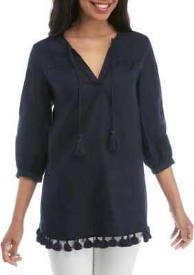 Crown & Ivy™ 3/4 Sleeve Tassel Tunic | belk