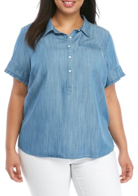 Crown & Ivy™ Plus Size Short Sleeve Camp Shirt | belk