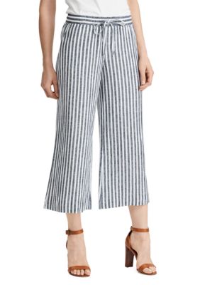 Chaps Striped Cropped Linen Blend Pants | belk