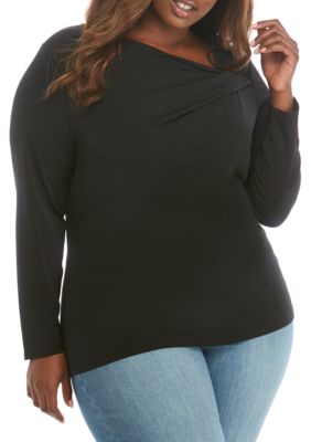 THE LIMITED Plus Size Gathered Drape Neck Top | belk