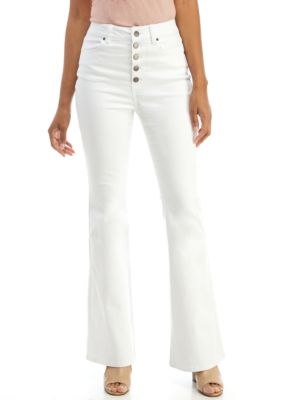 Wonderly Exposed Button Flare Jeans | belk