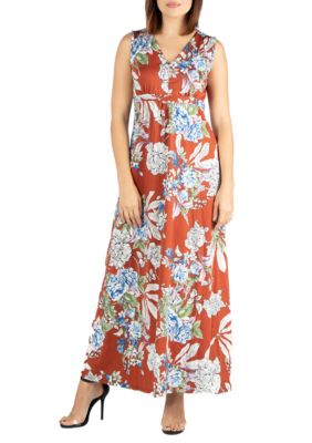 24seven Comfort Apparel Sleeveless Floral Maxi Dress | belk