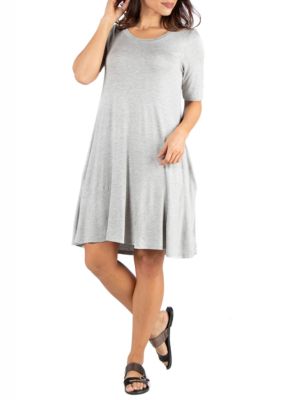 24seven Comfort Apparel Knee Length Pocket T Shirt Dress | belk