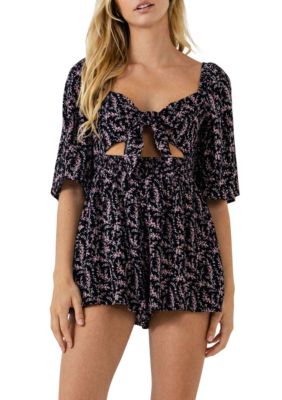 Free The Roses Women's Floral Tied Detail Romper