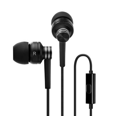 Edifier P270 In-Ear Computer Headset - Metallic Earbud Headphones Mic And Control - Black