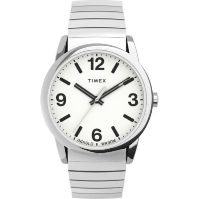 Timex Tw2U988009J 38 Mm Men Easy Reader Bold Perfect Fit Watch Two-Tone Case White Dial With Two-Tone Expansion Band