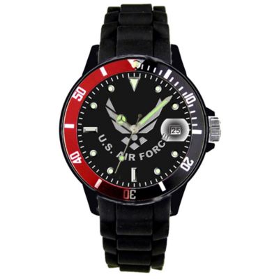 Frontier 51Qd Aquaforce Silicone Strap Red & Black Rotating Bezel Watch With Black & Silver Dial