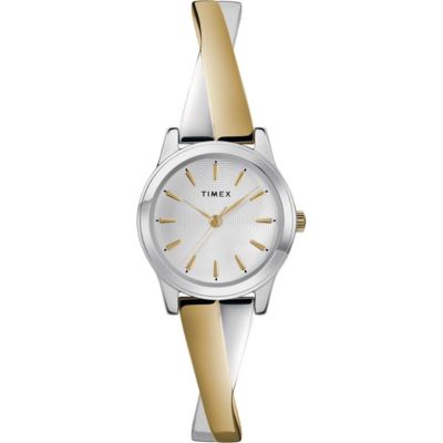 Timex Tw2R986009J 25 Mm Womens Stretch Bangle Crisscross Expansion Band Watch, Two-Tone