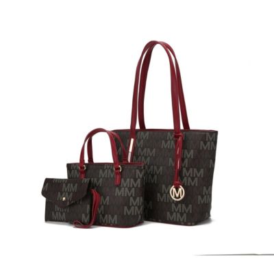 Mkf Collection By Mia K Mu6412Rd Aylet M Tote With Mini Bag & Wristlet Pouch, Red - 3 Piece