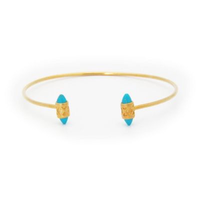Fronay 556108 Womens Fine Jewelry Retro Stylish Open Bangle Turquoise Stone Cuff Bracelet