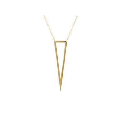 The Gem Collection 16 In. Plus 2 In. Extension Silver Gold Plated Open Triangle 2 In. & Cubic Zirconia Pendant Necklace