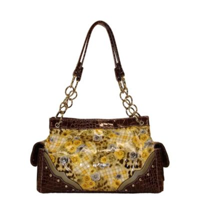 Guyson Corporation Of U.s.a Texas Leather 500309Yl Floral Plaid Print Office Specials Handbags & Wallets, Yellow