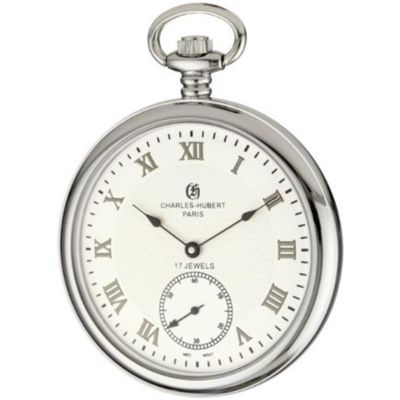 Synnex Clearance Center / Rema 3912-W Stainless Steel Open Face White Dial Pocket Watch