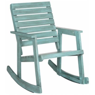 Safavieh Fox6702C Alexei Rocking Chair, Beach House Blue - 34.7 X 33.9 X 24.4 In