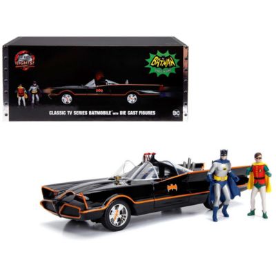 Jada Toys 98625 Classic Tv Series Batmobile With Working Lights & Diecast Batman & Robin Figures 80 Years Of Batman 1-18 Diecast Model Car