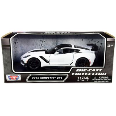 Motormax 79356W 1-24 Scale 2019 Chevrolet Corvette Zr1 White & Black Diecast Model Car