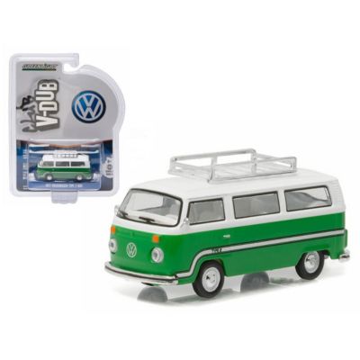 Thinkandplay 1 By 64 1977 Volkswagen Type Two Bus Sumatra With Roof Rack & Stripes, Green