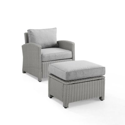 Crosley Furniture Ko70181Gy-Gy Bradenton Outdoor Wicker Armchair Set, Gray - 2 Piece