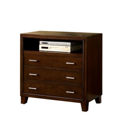 Duna Range 3 Drawers Contemporary Style Media Chest, Cherry Brown