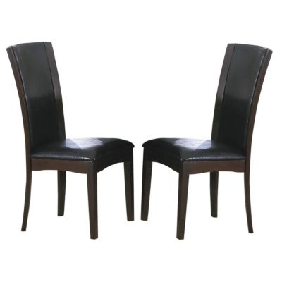 Duna Range Leather Upholstered Side Chair In Dark Brown, Set Of 2