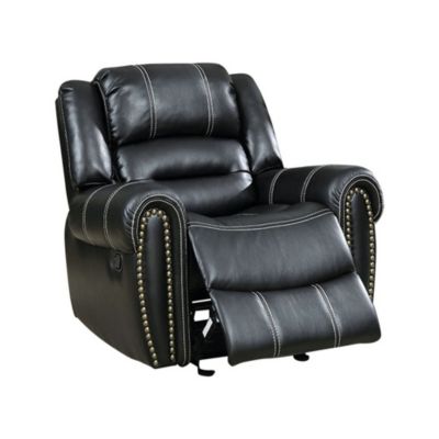 Duna Range Rolled Arms Leatherette Glider Recliner Chair With Contrast Stitching,black