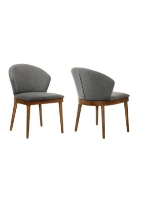 Duna Range Juno Charcoal Fabric And Walnut Wood Dining Side Chairs - Set Of 2