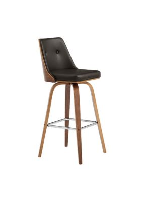 Duna Range Swivel Counter Stool With Button Tufted Curved Back, Dark Brown