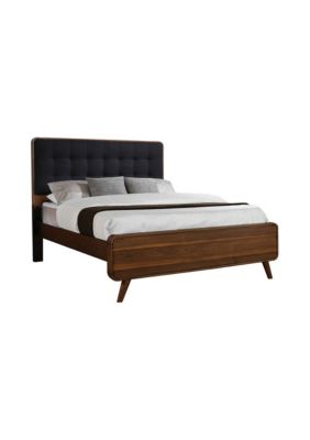 Duna Range Platform Style Square Tufting Queen Bed With Rounded Corners,brown And Gray